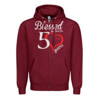 Burgundy Vintage 50th Birthday Blessed By God For 50 Years Birthday Zipper Hoodie - longCreatives