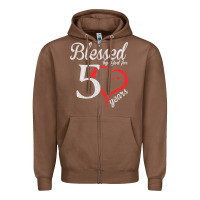 Chestnut Vintage 50th Birthday Blessed By God For 50 Years Birthday Zipper Hoodie - longCreatives