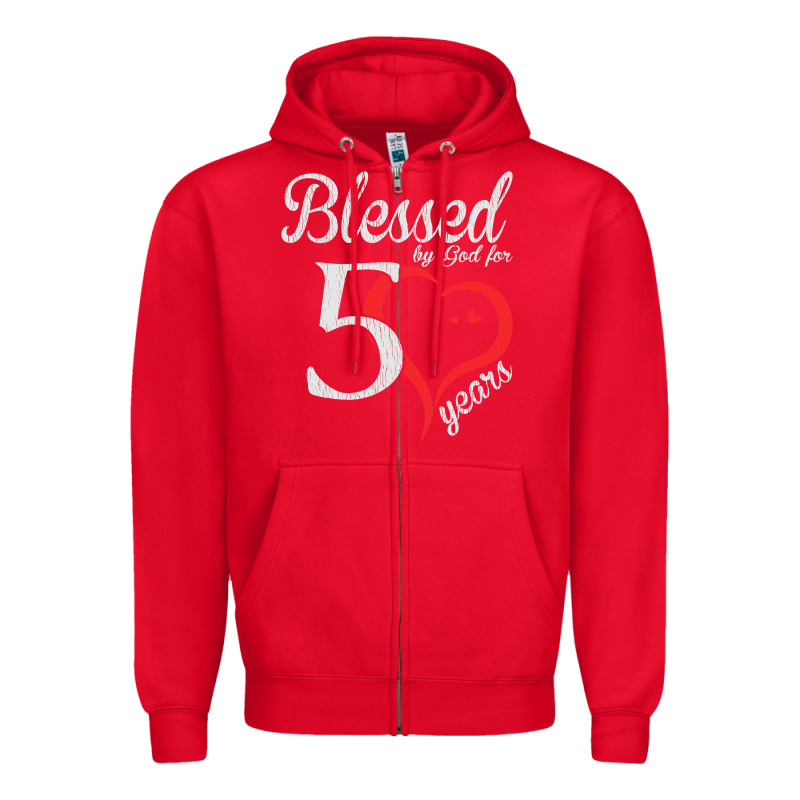 Vintage 50th Birthday Blessed By God For 50 Years Birthday Zipper Hoodie by longCreatives | Teevron
