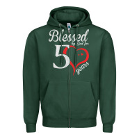 Sports Green Vintage 50th Birthday Blessed By God For 50 Years Birthday Zipper Hoodie - longCreatives