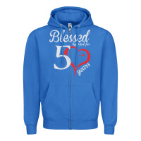 True Royal Vintage 50th Birthday Blessed By God For 50 Years Birthday Zipper Hoodie - longCreatives