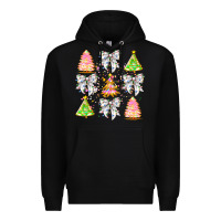 Black Christmas Trees And Bow Premium Hoodie - CowhideDigitalArt