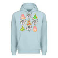 Blue Mist Christmas Trees And Bow Premium Hoodie - CowhideDigitalArt