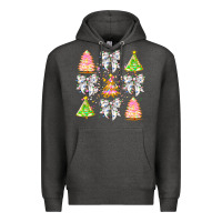 Charcoal Heather Christmas Trees And Bow Premium Hoodie - CowhideDigitalArt