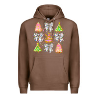 Chestnut Christmas Trees And Bow Premium Hoodie - CowhideDigitalArt