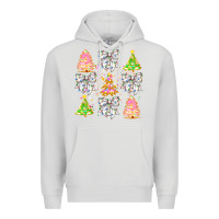 Dove Grey Christmas Trees And Bow Premium Hoodie - CowhideDigitalArt