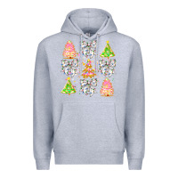 Heather Grey Christmas Trees And Bow Premium Hoodie - CowhideDigitalArt