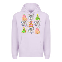 Lilac Christmas Trees And Bow Premium Hoodie - CowhideDigitalArt