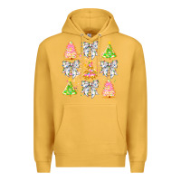 Mustard Christmas Trees And Bow Premium Hoodie - CowhideDigitalArt