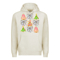 Oatmeal Heather Christmas Trees And Bow Premium Hoodie - CowhideDigitalArt