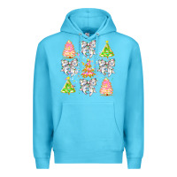 Ocean Blue Christmas Trees And Bow Premium Hoodie - CowhideDigitalArt