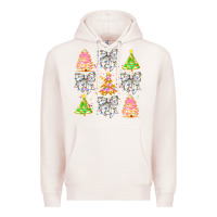 Pale Pink Christmas Trees And Bow Premium Hoodie - CowhideDigitalArt