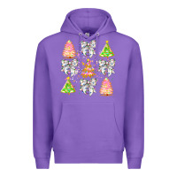 Purple Christmas Trees And Bow Premium Hoodie - CowhideDigitalArt