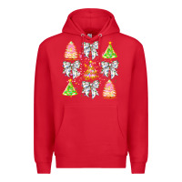 Red Christmas Trees And Bow Premium Hoodie - CowhideDigitalArt