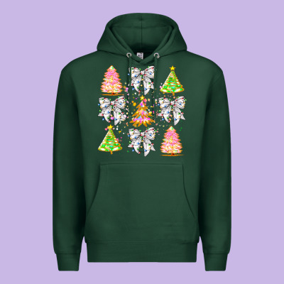 Christmas Trees And Bow Premium Hoodie Designed By Cowhidedigitalart