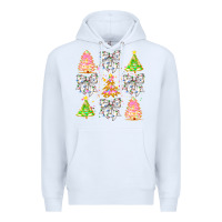 White Christmas Trees And Bow Premium Hoodie - CowhideDigitalArt