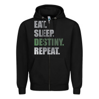 Black Destiny  Eat Sleep Destiny Repeat Short Sleeve Zipper Hoodie - longCreatives