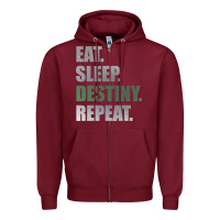 Burgundy Destiny  Eat Sleep Destiny Repeat Short Sleeve Zipper Hoodie - longCreatives