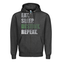 Charcoal Heather Destiny  Eat Sleep Destiny Repeat Short Sleeve Zipper Hoodie - longCreatives
