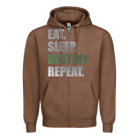 Chestnut Destiny  Eat Sleep Destiny Repeat Short Sleeve Zipper Hoodie - longCreatives