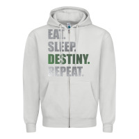 Dove Grey Destiny  Eat Sleep Destiny Repeat Short Sleeve Zipper Hoodie - longCreatives