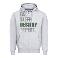 Heather Grey Destiny  Eat Sleep Destiny Repeat Short Sleeve Zipper Hoodie - longCreatives