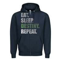 Navy Destiny  Eat Sleep Destiny Repeat Short Sleeve Zipper Hoodie - longCreatives