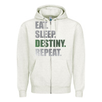 Oatmeal Heather Destiny  Eat Sleep Destiny Repeat Short Sleeve Zipper Hoodie - longCreatives