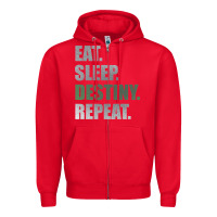 Destiny  Eat Sleep Destiny Repeat Short Sleeve Zipper Hoodie | Teevron