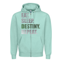 Seafoam Destiny  Eat Sleep Destiny Repeat Short Sleeve Zipper Hoodie - longCreatives