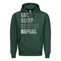 Sports Green Destiny  Eat Sleep Destiny Repeat Short Sleeve Zipper Hoodie - longCreatives