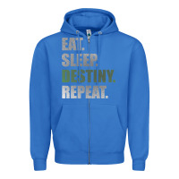 True Royal Destiny  Eat Sleep Destiny Repeat Short Sleeve Zipper Hoodie - longCreatives