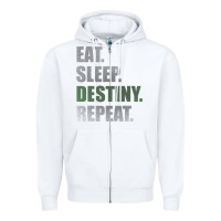 White Destiny  Eat Sleep Destiny Repeat Short Sleeve Zipper Hoodie - longCreatives