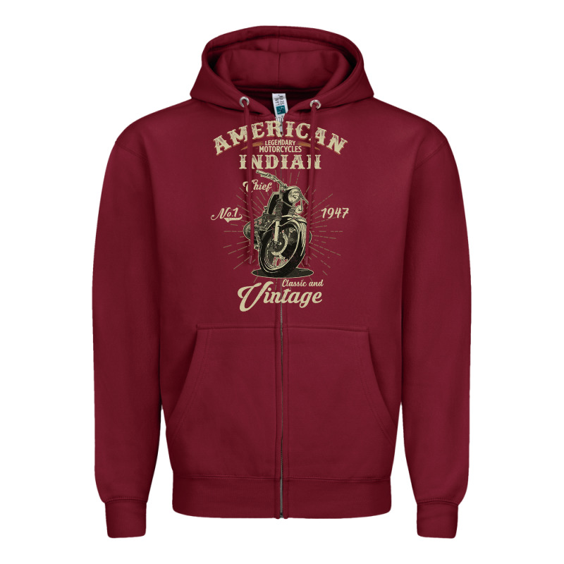 Vintage American Motorcycle Indian For Old Biker Gifts Zipper Hoodie by longCreatives | Teevron