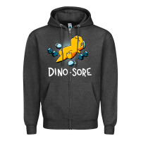 Charcoal Heather Dino Sore Funny Dinosaur Workout Gym Fitness Lifting Zipper Hoodie - longCreatives