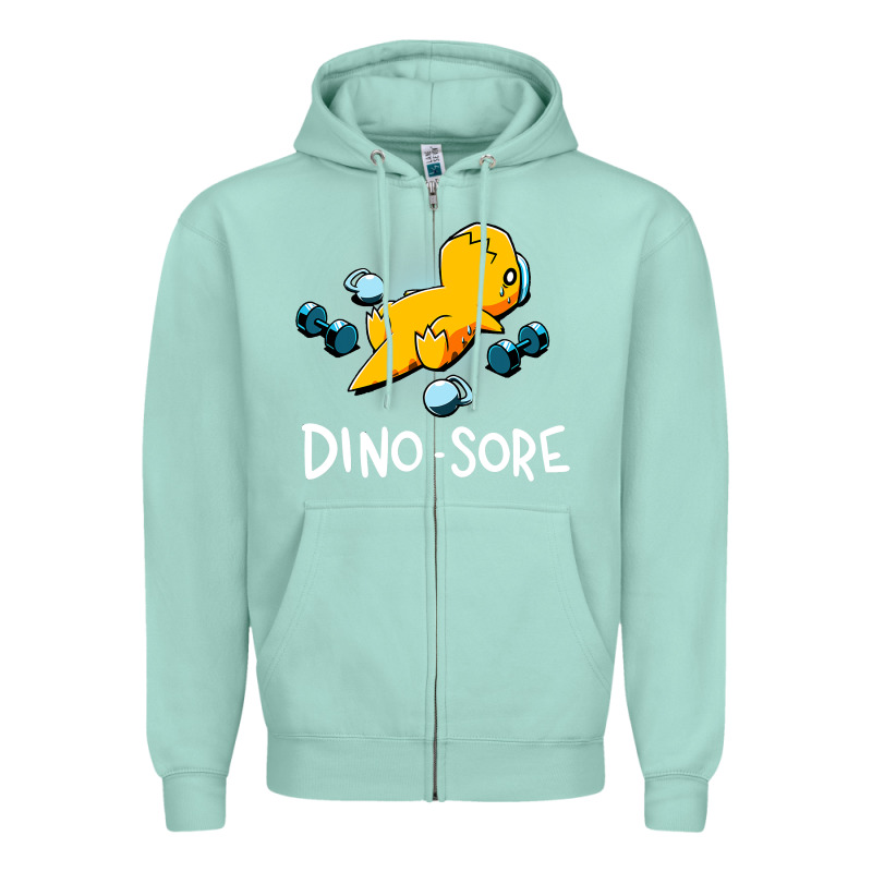 Dino Sore Funny Dinosaur Workout Gym Fitness Lifting Zipper Hoodie by longCreatives | Teevron