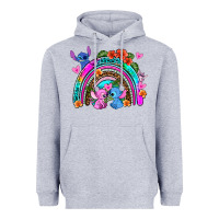 Heather Grey stitch and lilo rainbow Heavyweight Hoodie - AdoDesignShop