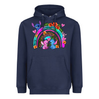 Navy stitch and lilo rainbow Heavyweight Hoodie - AdoDesignShop