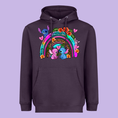 Stitch And Lilo Rainbow Heavyweight Hoodie Designed By Adodesignshop
