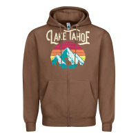 Chestnut Vintage Lake Tahoe Mountains Retro T Zipper Hoodie - longCreatives