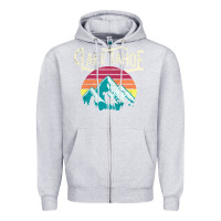 Heather Grey Vintage Lake Tahoe Mountains Retro T Zipper Hoodie - longCreatives