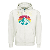 Oatmeal Heather Vintage Lake Tahoe Mountains Retro T Zipper Hoodie - longCreatives