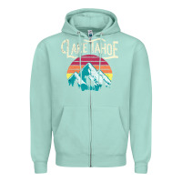 Seafoam Vintage Lake Tahoe Mountains Retro T Zipper Hoodie - longCreatives