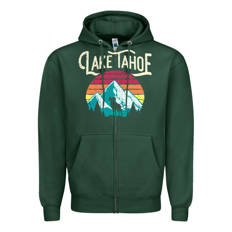 Vintage Lake Tahoe Mountains Retro T Zipper Hoodie by longCreatives | Teevron