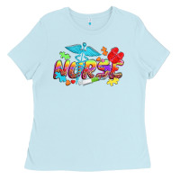 Baby Blue Autism Nurse Ladies Tee - NancyCooperArtShop