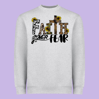 Faith Over Fear Heavyweight Sweatshirt Designed By Cowhidedigitalart