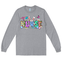 Heather Grey Easter Nurse Long Sleeve Tee - OliviaCreatesArt