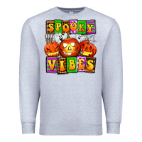 Heather Grey spooky vibes Premium Sweatshirt - AdoDesignShop