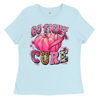 Baby Blue go fight cure pumpkin Ladies Tee - texasbilliewilder
