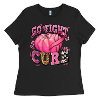 Black go fight cure pumpkin Ladies Tee - texasbilliewilder